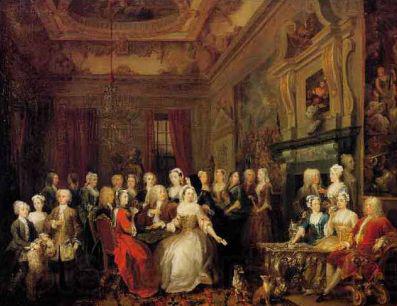 William Hogarth The Assembly at Wanstead House. Earl Tylney and family in foreground Norge oil painting art